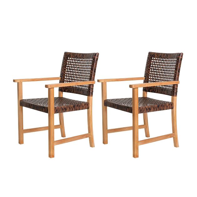 Tuinstoel Madiun (set van twee stuks) onbehandeld teak 57x48x90 cm