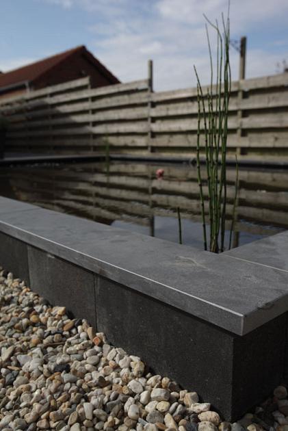 Hardsteen Afdek- Vijverrand China Blue 100x20x3 cm Gezoet met facet