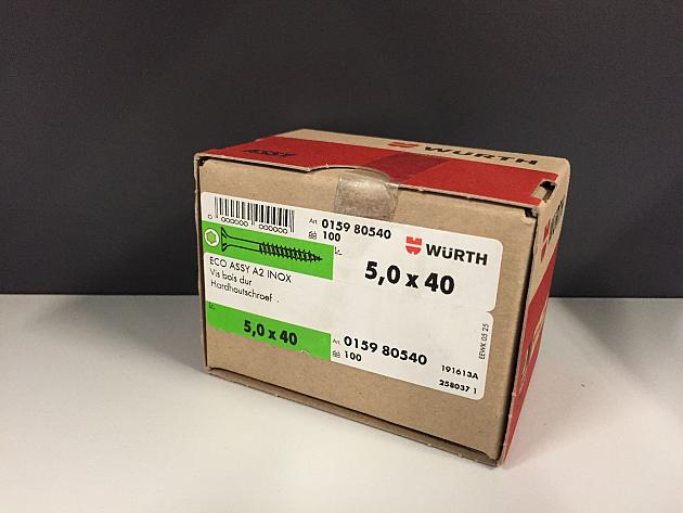 Wurth schroef eco assy 4.0 RVS a2 hardhout 5,0x40/32