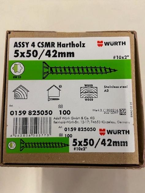Wurth schroef eco assy 4 RVS a2 hardhout 5x50/42
