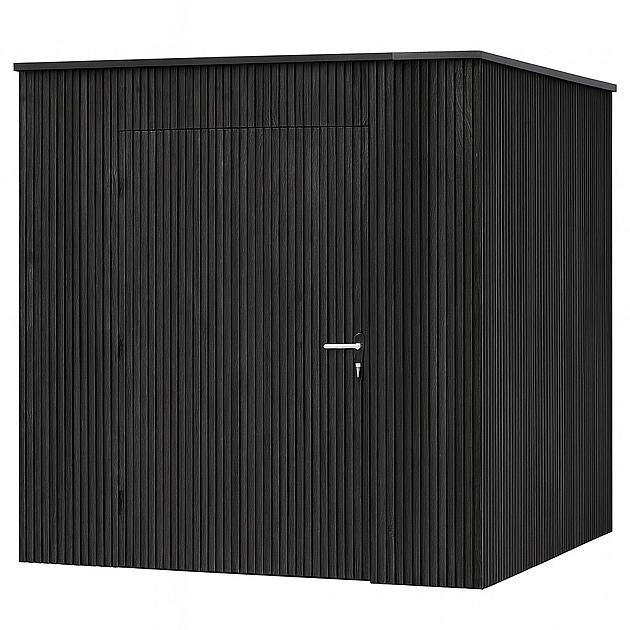 JWOODS Berging 196x196 cm, Geschaafd met verticaal triple rabat zwart