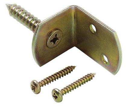 L-beslag Geel Verzinkt  zakje met 4 L-steunen inclusief schroeven