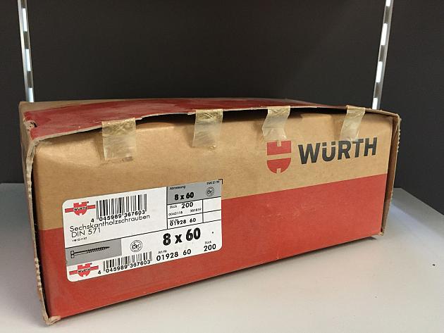 Wurth slotbout met moer m8x60