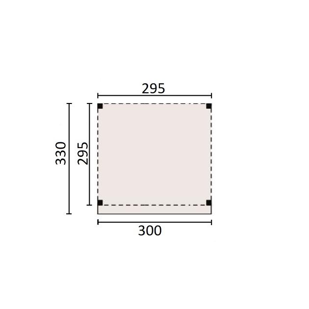 JWOODS Buitenverblijf 300x300 cm, Fijnbezaagd