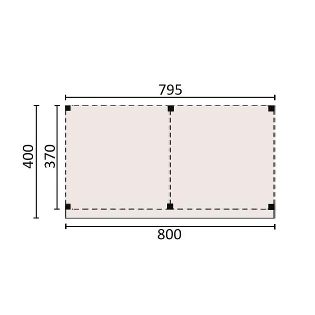 JWOODS Buitenverblijf 800x370 cm, Fijnbezaagd