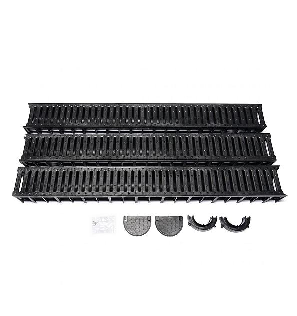 WS Actiedrain met PE rooster incl 2x eindkap en 1x onderuitlaat (doos á 3 stuks)