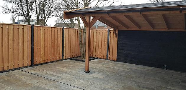 JWOODS Tuinscherm Red Wood 19-planks afbouw rechts 180/90x180 cm Geschaafd