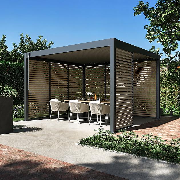 63905 shuttershade aluminium pergola 360x400x255cm charcoal ral 7015 vrijstaand 430935