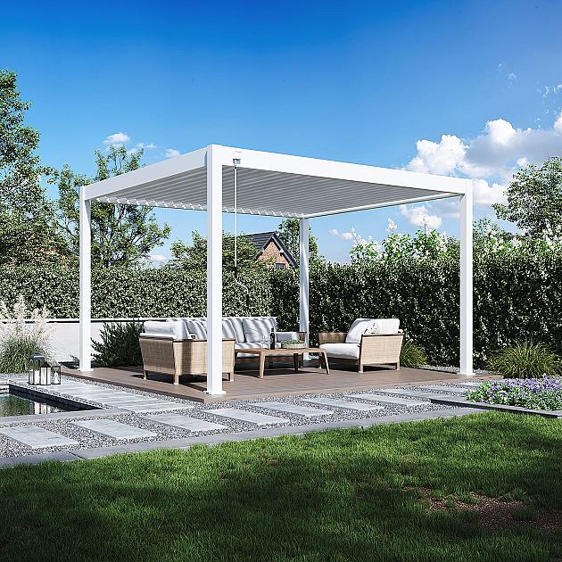 Shuttershade Aluminium Pergola 360x400x255cm White RAL 9016 Vrijstaand