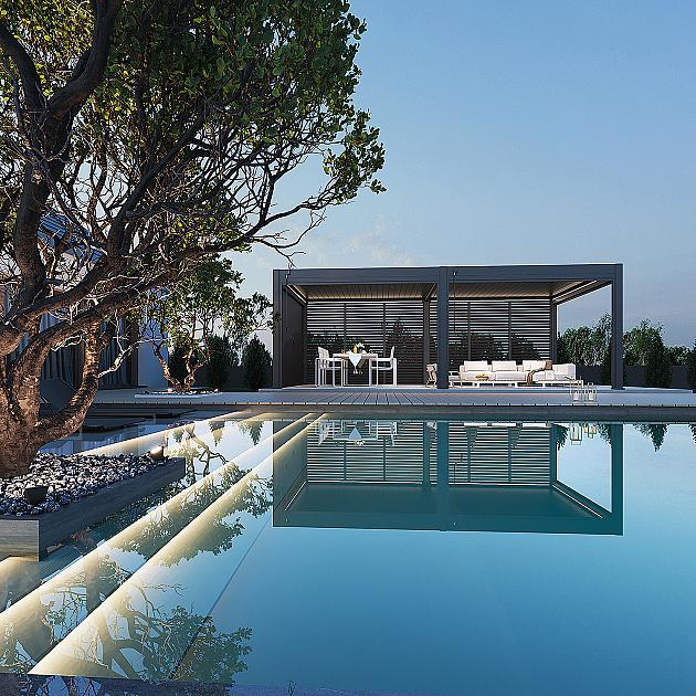 Shuttershade Aluminium Pergola 360x720x255cm Charcoal RAL 7015 Vrijstaand