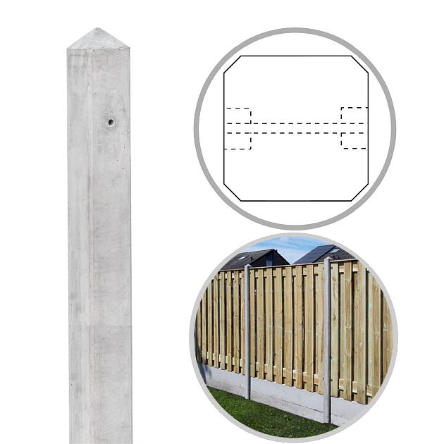 Beton DB Tussenpaal 10x10x308 cm, Grijs tbv Scherm 180