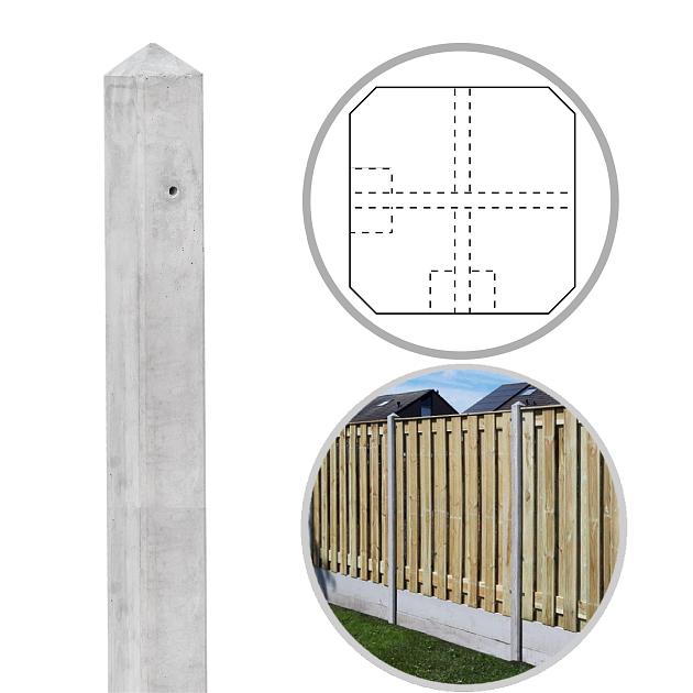 Beton DB Hoekpaal (2sp) 10x10x308 cm, Grijs tbv Scherm 180