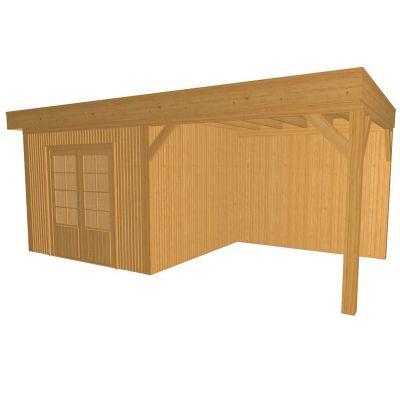 JWOODS Buitenverblijf 600x300cm incl. berging 200(b), Geschaafd met verticaal Triple rabat Zwart