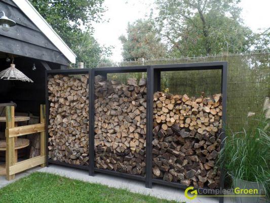 Houtopslag 200x40x43cm Zwart staal