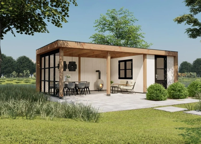 3612 buitenverblijf athene 8225x 3975 onbehandeld wit  linkerzijde ver weg