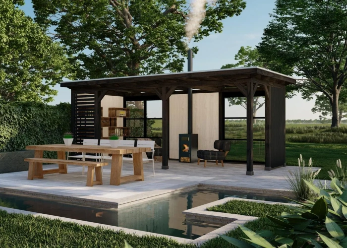 3679 buitenverblijf parijs dakmaat 6928x3228mm staandermaat 6420x2720mm met tafel  rechterzijde