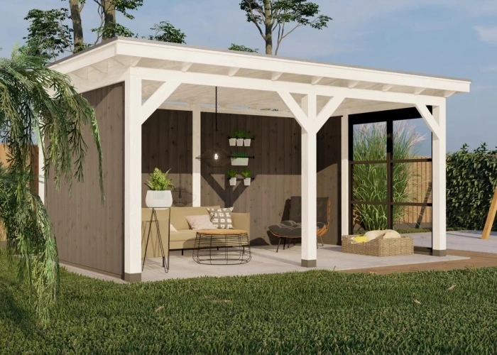 3680 buitenverblijf parijs l 2980x4960 mm wit grijs linkerzijde