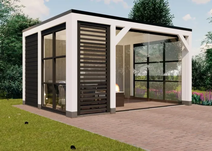 3653 buitenverblijf valencia 4500x3500 mm wit zwart linkerzijde