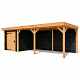 JWOODS Buitenverblijf 1000x370cm incl. berging 200(b), Fijnbezaagd zweeds rabat zwart
