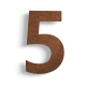 (Plak)huisnummer 5 cortenstaal 15 cm