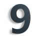(Plak)huisnummer 9 zwart roestvrij staal 15 cm