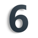 Huisnummer 6 zwart roestvrij staal 50 cm