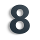 Huisnummer 8 zwart roestvrij staal 80 cm