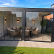 Glazen Schuifwand 232,5(B)x224(H) cm tbv voorzijde Buitenverblijf 700x300/370 cm met berging 200 cm 