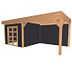 JWOODS Buitenverblijf 700x300 cm incl. berging 300(b), Geschaafd met verticaal Triple rabat Zwart
