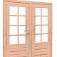 Douglas dubbele deur 8-ruits incl. kozijn, 168 x 201 cm. kleurloos geïmpregneerd