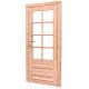 Douglas enkele deur 8-ruits incl. kozijn, 90 x 201 cm., rechtsdraaiend, kleurloos geïmpregneerd