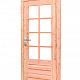 Douglas enkele deur 8-ruits incl. kozijn, 90 x 201 cm., rechtsdraaiend, kleurloos geïmpregneerd