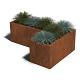 Cortenstaal L-vormige plantenbak Kansas 40, 120x80x60 cm met bodemplaat