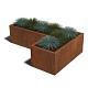 Cortenstaal L-vormige plantenbak Kansas 50, 150x100x60 cm geen bodemplaat
