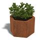 Cortenstaal zeshoekige plantenbak Denver 30, 59,3x52x30 cm geen bodemplaat
